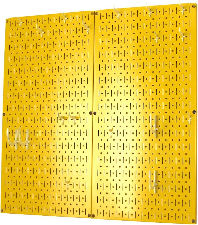 Wall Control Kitchen Pegboard Organizer Pots and Pans Storage Rack Organization Kit with Yellow Pegboard and White Accessories - Image 2