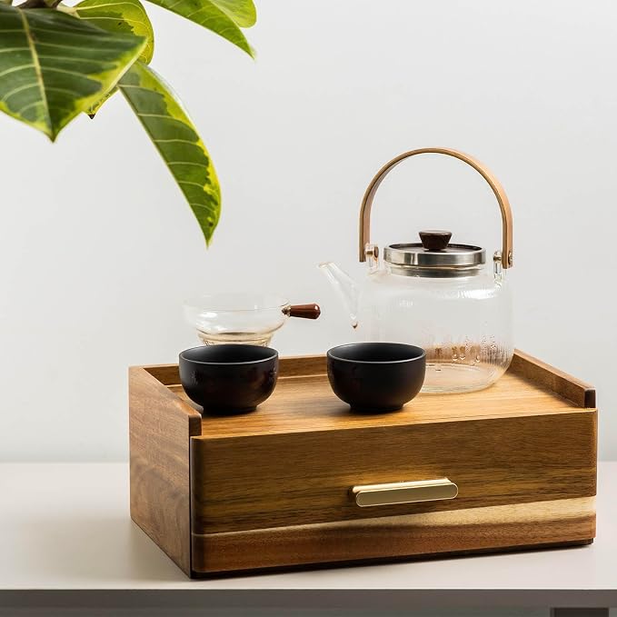 Acacia Wood Tea Bag Organizer, Tea Organizers and Storage Box, Tea Caddy for Tea Bags Storage Drawer, Teabag Holder Container Boxes for Countertop, Tea Station Chest Display Wooden, Organizador De Te - Image 3
