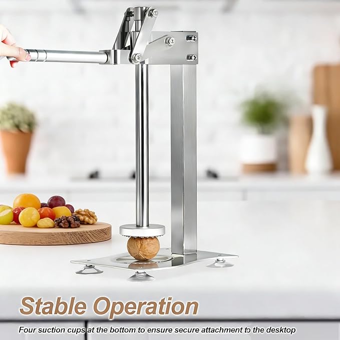 Stainless Steel Manual Lemon Squeezer Press, Heavy Duty Nut & Lemon Smasher Machine, Orange Citrus Fruit Juicer Crusher with Labor-Saving Handle & Suction Cups for Fruit Nut - Image 2