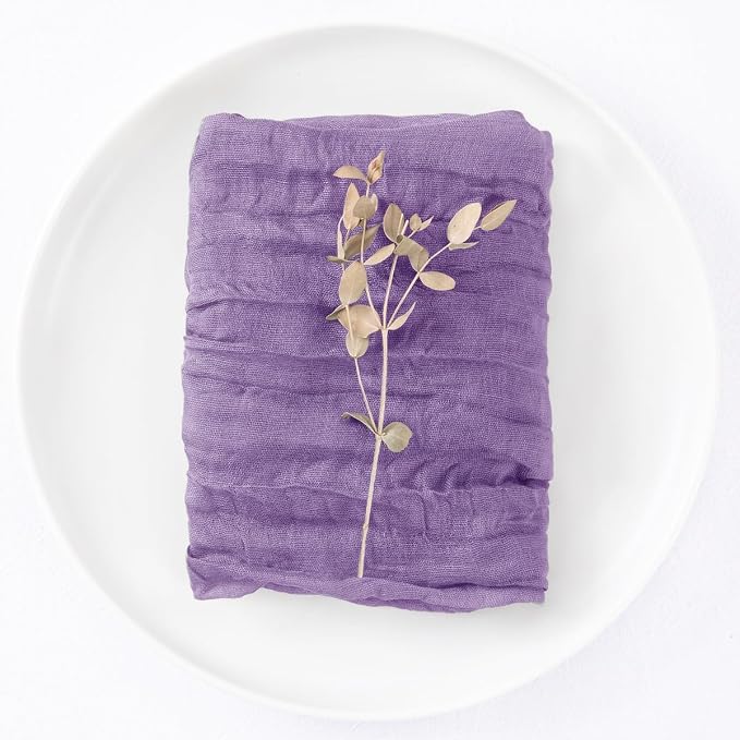 DeZerlor Purple Washable Cheesecloth Napkins Set of 20 for Wedding Party | Reusable Summer Cloth Napkins Bulk, for Bridal Baby Shower Dinner Cocktail Birthday Home, 21x21 Inches - Image 5