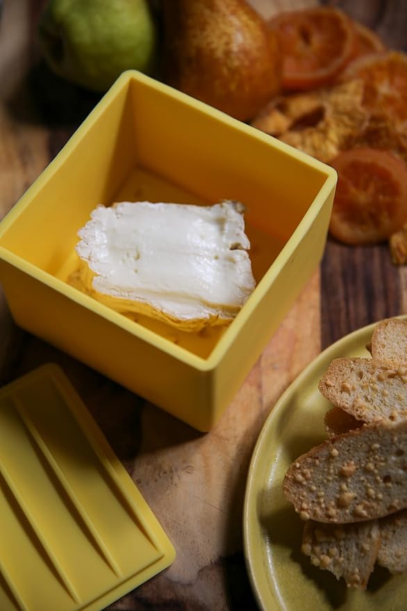 Cheese Vault for Soft Cheese - Reusable Artisan Cheese Storage Container for Fridge - Food Grade Silicone Cheese Container 5x5x3.5” - Easy to Clean Cheese Keeper for Refrigerator – Butter - Image 2