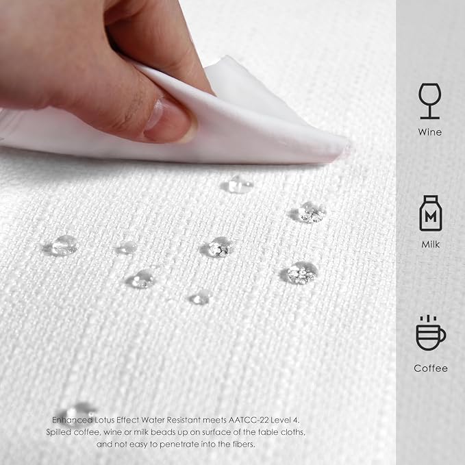 BALCONY & FALCON Rectangle Table Cloth Waterproof White 118"x57" | Rectangular Washable Wrinkle Resistant Table Cloth Linen Fabric Tablecloths for Dining Party Kitchen Wedding and Outdoor Use - Image 2