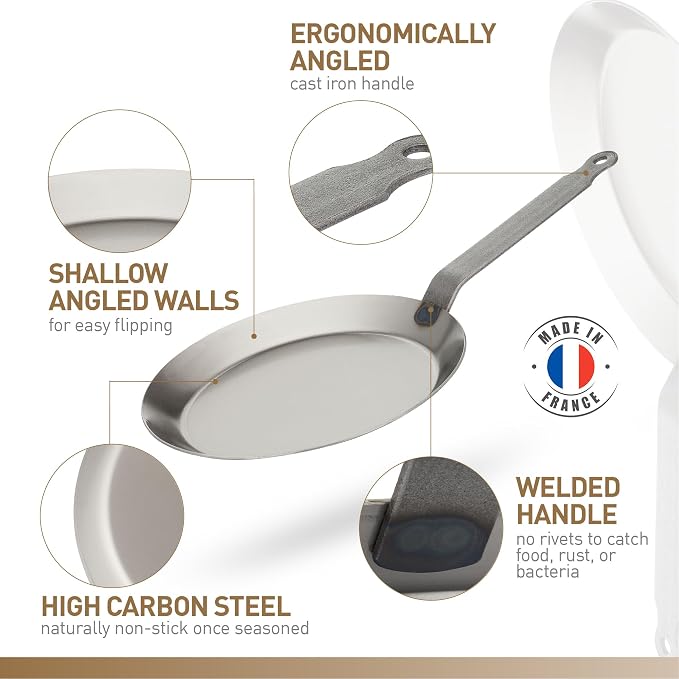 Matfer Bourgeat Black Carbon Steel Crêpe Pan, 9 1/4" - Image 7