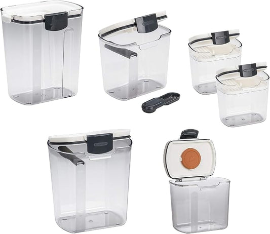 ProKeeper 6-Piece Airtight Food Storage Containers for Baking Essentials - White & Clear, Plastic, BPA-Free by Unknown