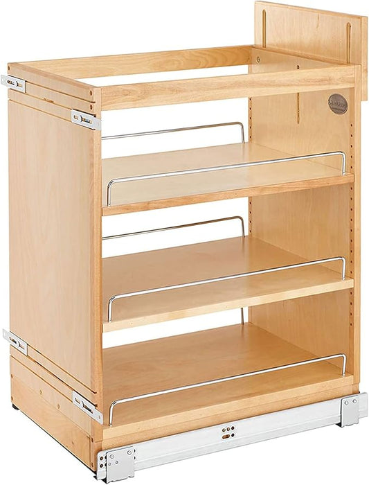 Rev-A-Shelf Maple Pullout Organizer w/ BLUM Soft-Close for Base Cabinets, Full Extension Slides & Adjustable Shelves, Min Opening Width of 14.5", 448-BCSC-14C by Rev-A-Shelf