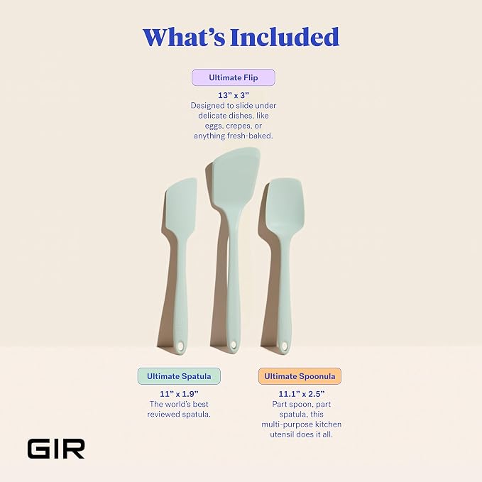 GIR: Get It Right 3-Piece Ultimate Silicone Kitchen Utensils Set - Spatula, Flip & Spoonula - Non toxic Cooking Utensils for Nonstick Cookware, Cooking and Baking - Mint - Image 2