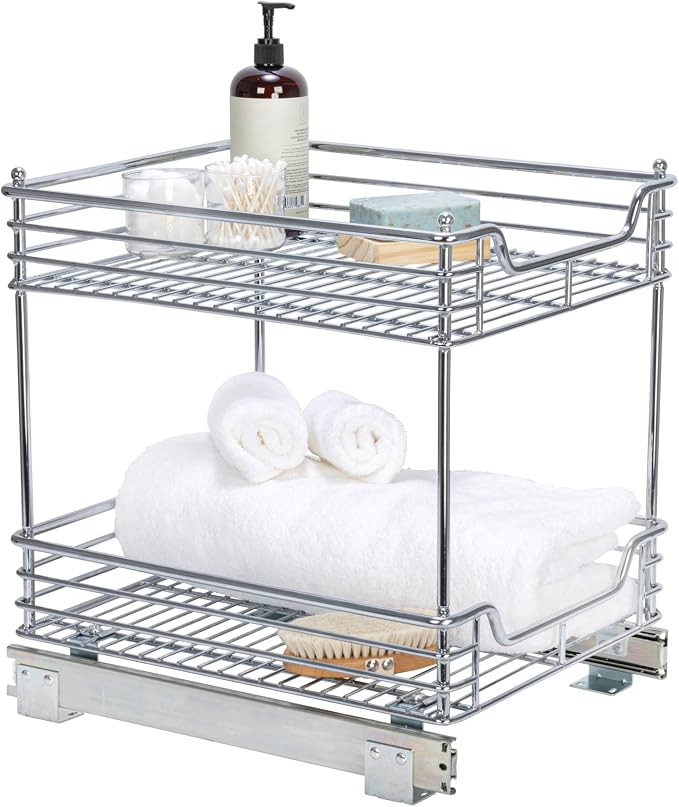 Household Essentials Chromed Steel 2-Tier Artisan Pull-Out Organizer by HouseholdEssentials