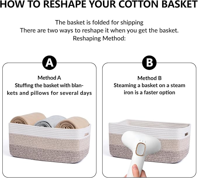 MiniArk Large Storage Baskets for Organizing, 17 x 13 x 7.5” Closet Shelf Baskets for Clothes Blanket Towels, Baby Nursery, Toy Bins Box, Woven Rope Baskets, 4 Packs Gradient Brown - Image 7