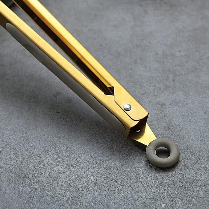Gold Cooking Tongs, Berglander Heavy Duty Food Tongs For Cooking With Silicone Tips And Titanium Gold Plating Handle, Kitchen Tongs, Grill Tongs, Dishwasher Safe, Easy to Clean - Image 5