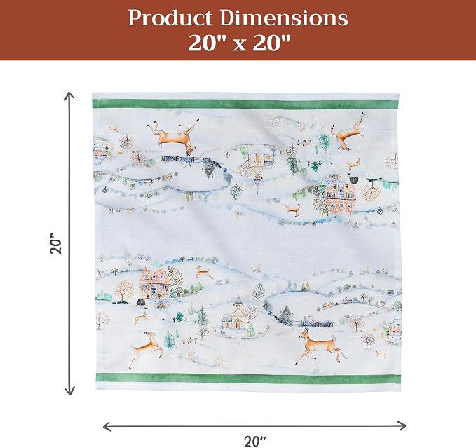 Maison d' Hermine Cloth Napkins Set of 4 Reusable 100% Cotton (20" x 20") | Everyday Square Napkins Cloth Washable Dinner Wedding Restaurant Hotel Kitchen Thanksgiving Christmas - Snowy World - Image 7