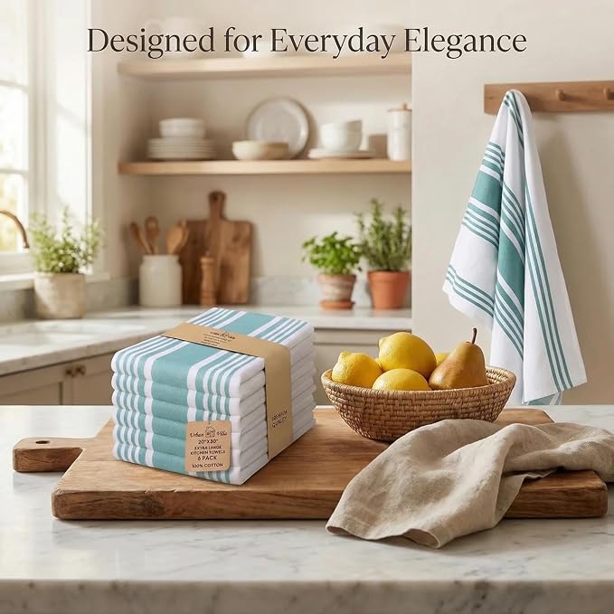 Urban Villa Kitchen Towels Cotton Dish Towels 20”x30” (Set of 6) Aqua - Image 5