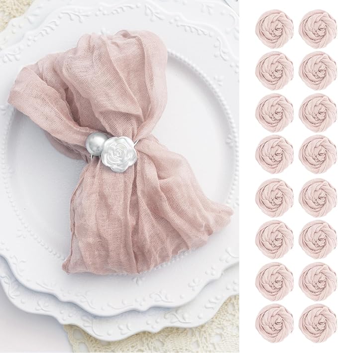 60 Pack Dusty Pink Cloth Napkins 21x21 Inches Dusty Pink Cheesecloth Napkins Set of 60 Washable Dinner Table Napkins for Wedding Bridal Baby Shower Party Rustic Boho Cotton Gauze Party Table Decor by FoliafeelHome