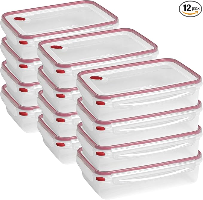 Sterilite Ultra-Seal 16 Cup Rectangle, Airtight Food Storage Container, Latching Lid, Microwave and Dishwasher Safe, Clear With Blue Gasket, 12-Pack by Sterilite