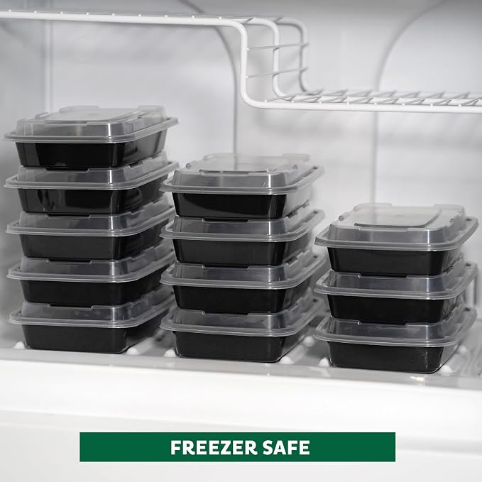Freshware Meal Prep Containers 15 Count (Pack of 1) Compartment Food Storage Containers with Lids, Bento Box, BPA Free, Stackable, Microwave/Dishwasher/Freezer Safe (28 oz) (Color May Vary) - Image 8