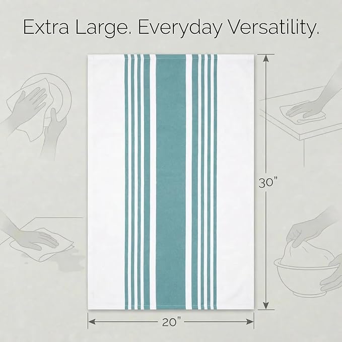 Urban Villa Kitchen Towels Cotton Dish Towels 20”x30” (Set of 6) Aqua - Image 3