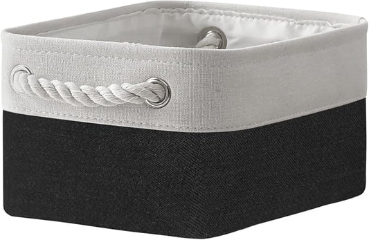 Storage Bins for Shelves - 12x8x5.2 inch 1 Pack Storage Baskets for Gifts Empty for Closet Organizing Dog Gift Cloth Toy Cubes Box (White & Black) by TheWarmHome
