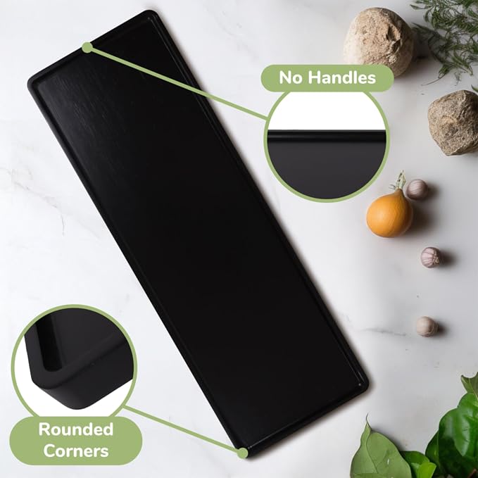 Bamboo Serving Tray - 26" x 9" x 0.75" - Black - 3 Trays - Image 4