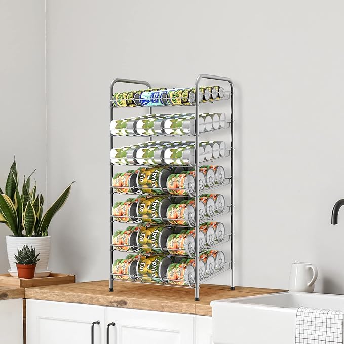 Vrisa Can Organizer for Pantry 7-tier Can Organizer Can Good Organizer for Pantry Shelf Holds up to 84 Cans Can Rack Dispenser for Pantry, Kitchen, Cabinet Silver - Image 8