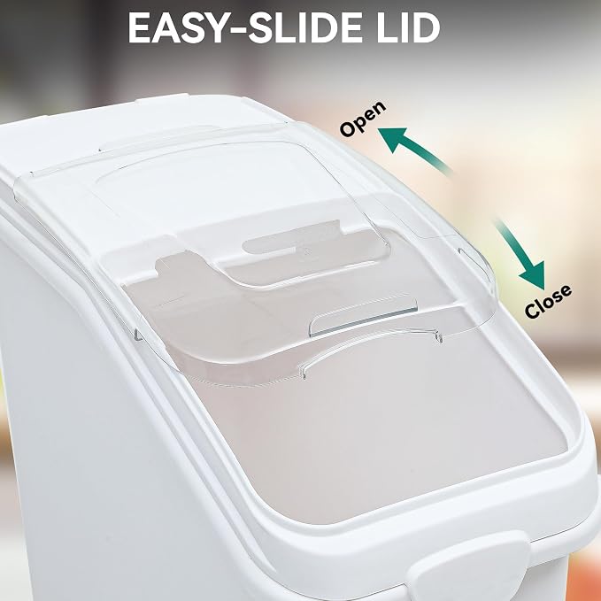 YITAHOME 27-Gallon Food Storage Container,Bulk Flour Bin, Large Ingredient Storage Bin with Wheels, Measuring Cup & Scoop, for Kitchen/Dining Room, Commercial Rice Container,2 count,White - Image 6