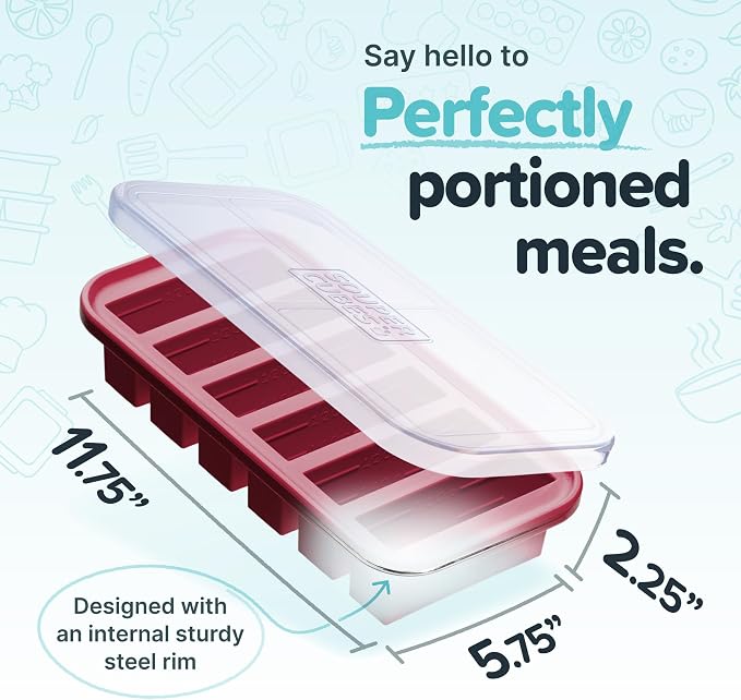 Souper Cubes 1/2 Cup Silicone Freezer Mold with Lid, Cranberry, 1-Pack | 100% Platinum-Cured Silicone Freezer Cube, Oven & Microwave Safe, Perfect for Freezing Broth, Sauces, Sides and More - Image 2