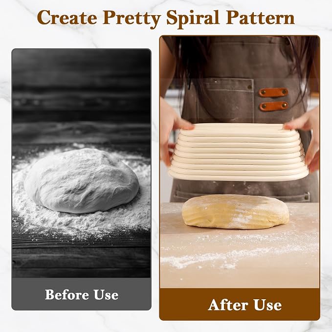 4 Pack 10 Inch Oval Banneton Bread Proofing Basket, Rattan Sourdough Bread Baskets with Liners for Home Baking - Image 7