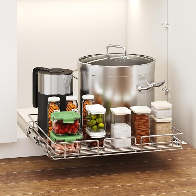 LOVMOR Pull Out Cabinet Organizer 28½" W x 21½" D, Kitchen Cabinet Pull Out Shelves Slide Out Storage - Image 5
