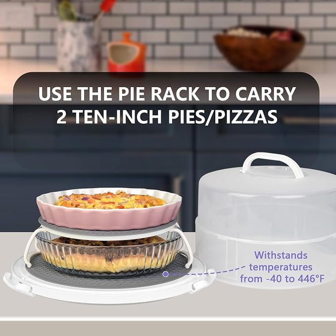 12 Inch Cake Carrier with Lid & Handle BPA-Free Cake Transport Container, Includes Insulated Bag, Cupcake & Pie Holders for Secure Dessert Delivery (Fits 7" Tall Cakes) (Purple) - Image 4
