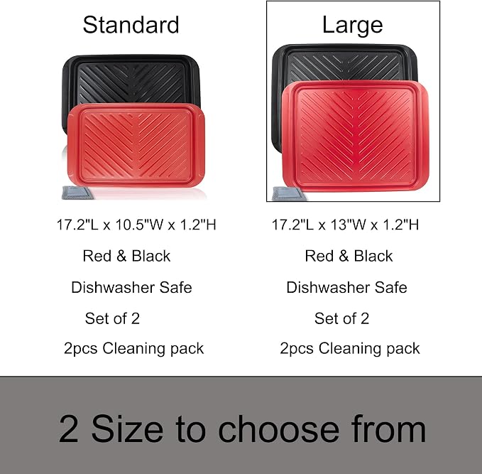 Czlizdyt Grilling Prep and Serving Tray, Dishwasher Safe, Nesting Set | Large 17.2'' x 13'', 2pcs BBQ Platter for Raw and Cooked Food, Melamine Trays, Black and Red, Cleaning Pack Included - Image 4