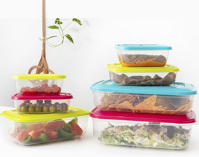 PLASTIFIC Set of 5-220/350/600/1200/2000ml Food Storage Container Stackable Food Prep Container with Lid, Airtight BPA-Free, Microwave, Freezer & Dishwasher Safe (Assorted Color)… - Image 2