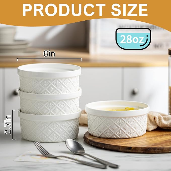 28 Oz Ceramic Bowls Set with Lids Oven Safe, Airtight Food Storage Containers Set of 4, Serving Bowls with Lids for Kitchen, Camping, Office Lunch, Breakfast, Charcuterie Bowls, Meal Prep Containers - Image 5