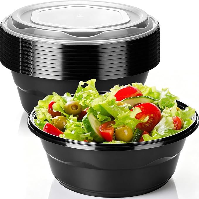 10 Pack 169oz Large Plastic Serving Bowls with Lids Round Extra Large Disposable Salad Bowls Containers Chip Candy Dish for Salads and Snacks Party Picnic Buffet Eating by Newtay