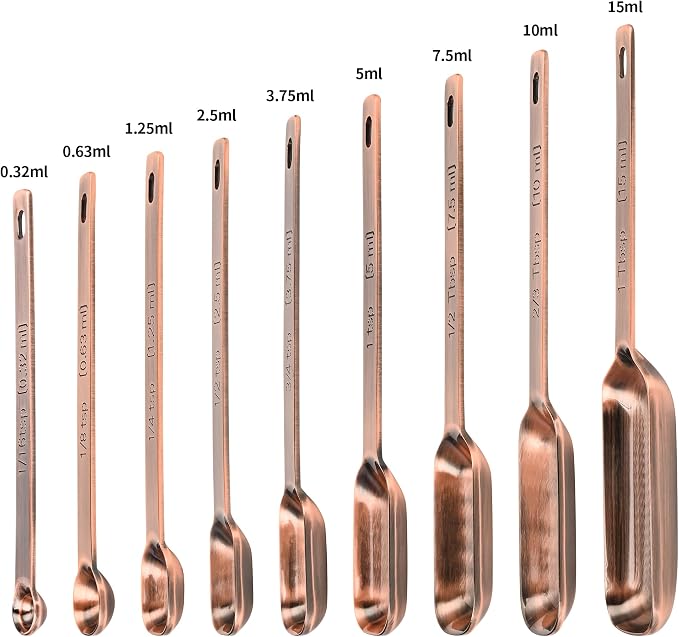 Copper Measuring Cups and Spoons Set 17 for Dry & Liquid, Metric & Us Stainless Steel Measuring Cups and Spoons Set with Leveler for Kitchen & Baking with 3/4 & 2/3 Measurer Cup - Image 4