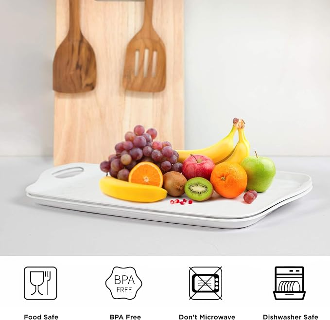 TP Melamine Serving Trays with Handles, 17” x 12”, Set of 2, Pure White | Rectangular Trays, Serving Platters for Food and Meat, Dishwasher Safe, Lightweight, Break-resistant - Image 2