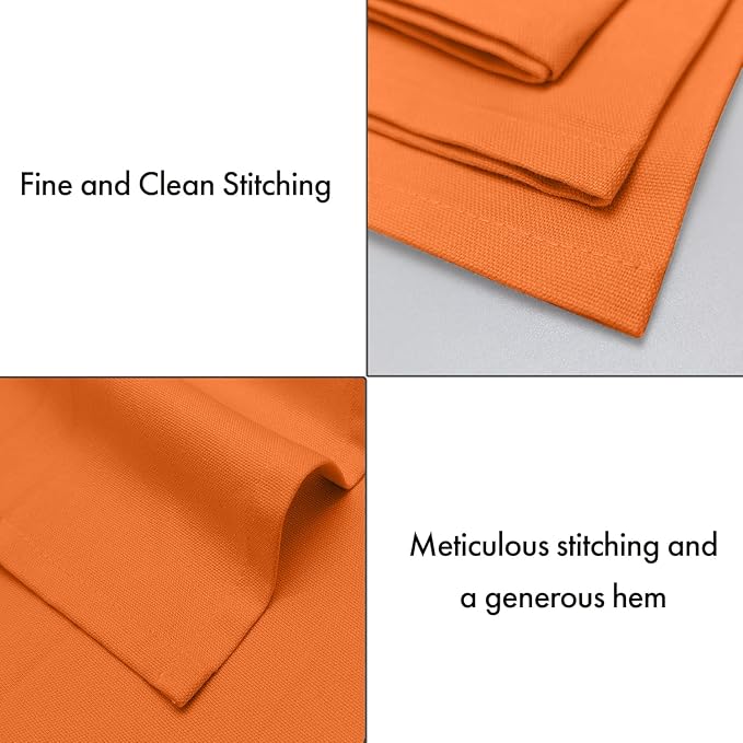 Ruvanti Cloth Napkins Set of 12, 100% Cotton High GSM 18x18 Inches Soft, Washable, Highly Durable & Absorbent, Perfect for Parties, Christmas, Thanksgiving Dinners – Orange Peel - Image 7