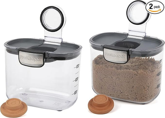 Progressive International ProKeeper+ Clear Plastic Airtight Food Baker's Kitchen Storage Organization Container Canister Set with Magnetic Accessories, 2- Piece Set (Brown Sugar 1.4-Quart) by ProgressiveInternational