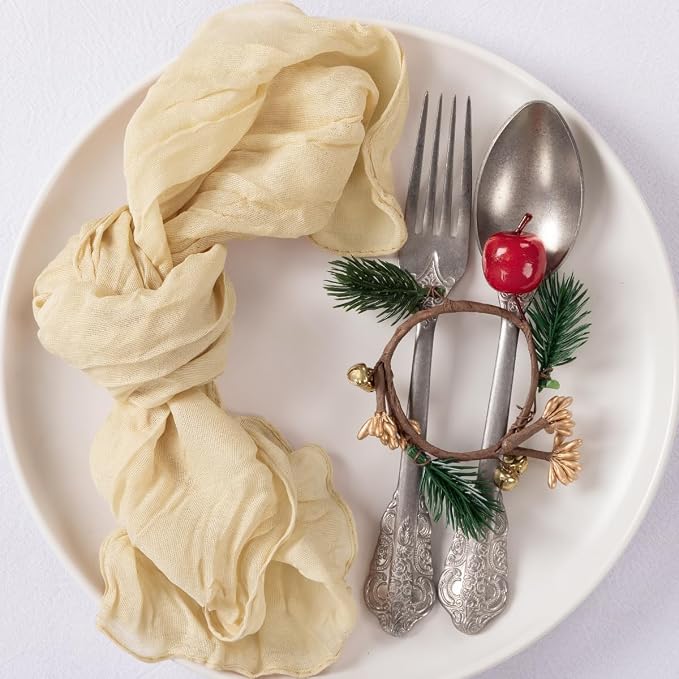 Cloth Napkins Set of 10 21"x21" Reusable Cheesecloth Napkins Bulk Champagne | Boho Rustic Dinner Napkins Washable Gauze Table Napkins Cloth Hemmed Edges for Wedding Bridal Shower Family Gathering Decor - Image 6
