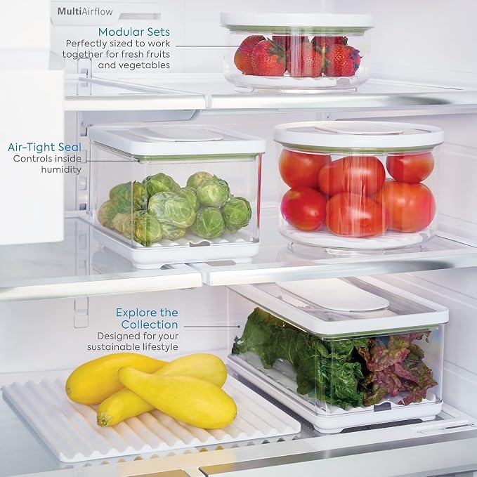 iDesign Large Fridge Produce Bin, Clear/White | Removable Drainage Tray, With Lid - Image 3
