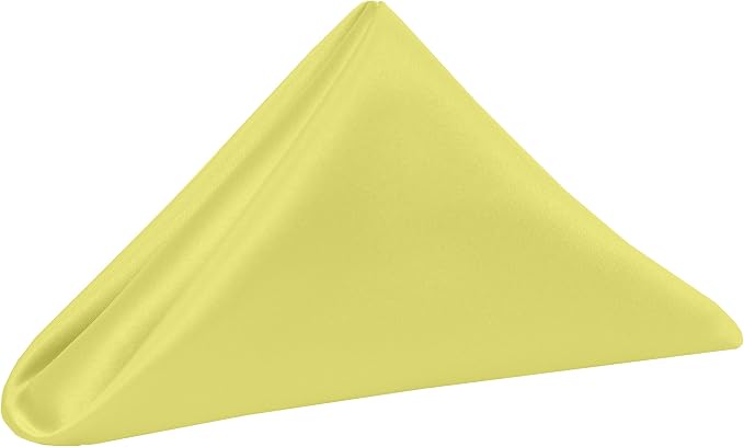 17x17-Inch Square Satin Cloth Napkins, Lemon, Set of 120 | Bulk Case of 10 Dozen, Bridal, 100% Polyester Fabric, Matte Satin, Also Known as Lamour, Soft Luster, Seamless, Yellow by UltimateTextile