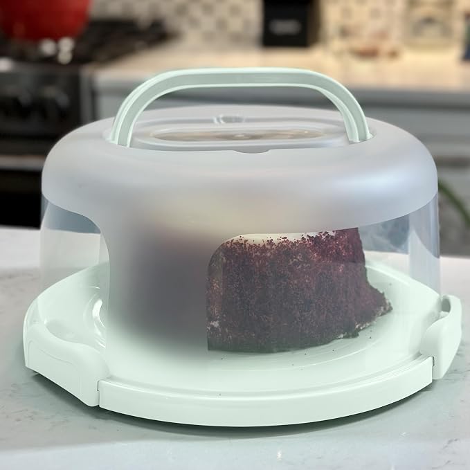 Kivi Cake Carrier with Lid and Handle – Practical Cake Holder with Lid and Sturdy Clamps – Multipurpose Cake Container 10 Inch - Cupcake Carrier fits 11 Cupcakes - Dishwasher Safe - Image 4