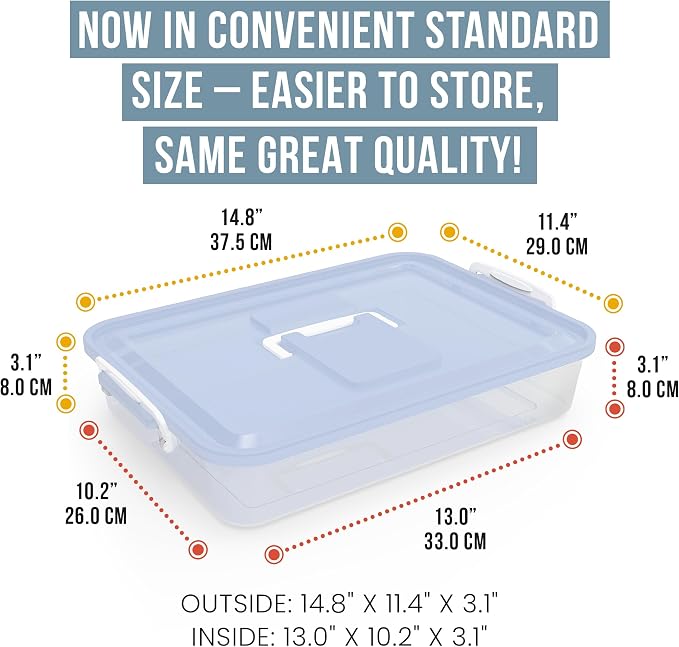Chef Pomodoro Dough Proofing Box 14x11-In, 4-6 Proofing Balls, Blue 2-Pack | Household Pizza and Bread Dough Preparation Container With Lid, Featuring a Convenient Carry Handle for Easy Daily Carrying - Image 3