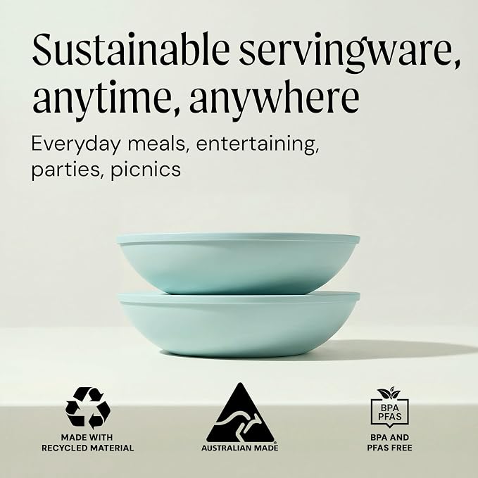 Large Serving Bowl with Lid - Certified Recycled Food-Safe Plastic, BPA-Free, Dishwasher, Microwave, Fridge and Freezer Safe | 4.96qt | Mint - Image 7