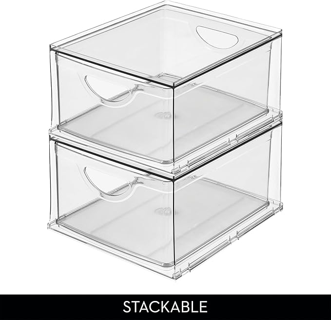 iDesign Stackable Storage Drawer, Clear | Stackable OrganFor Fridge, Pantry, or Under Sinks, Made in USAizer, For Bathroom Counter, Vanity, Under-Sink - Image 6