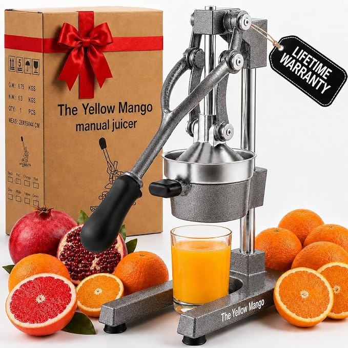 Kitchen Cast Iron Juicer - Manual Citrus Press & Orange Squeezer - Easy-to-Clean Heavy Duty Manual Juicer, Professional Citrus Juicer - Orange Juicer - Stainless Steel Lemon Squeezer (Grey) by Unknown