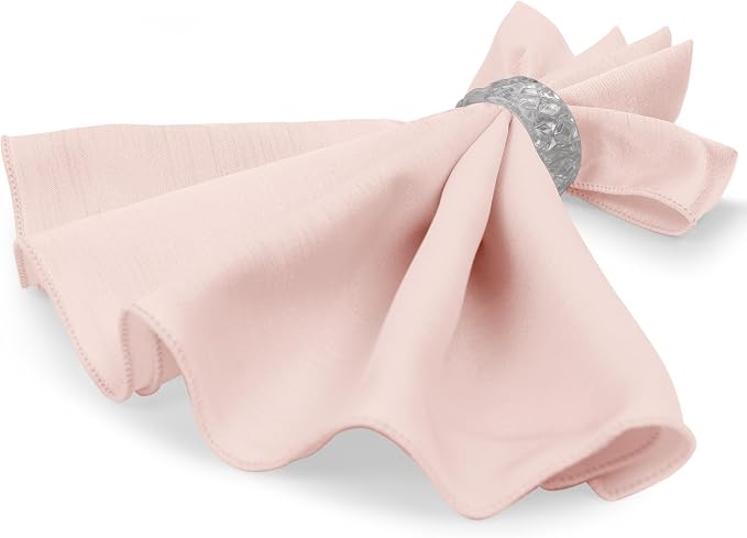 17x17-Inch Shantung Cloth Napkins, Ice Pink, Set of 12 | Bulk Case of 1 Dozen, Satin, Square, 100% Polyester Fabric, Reversible, Faux Dupioni Silk Reverse Side, Machine Washable - Image 7