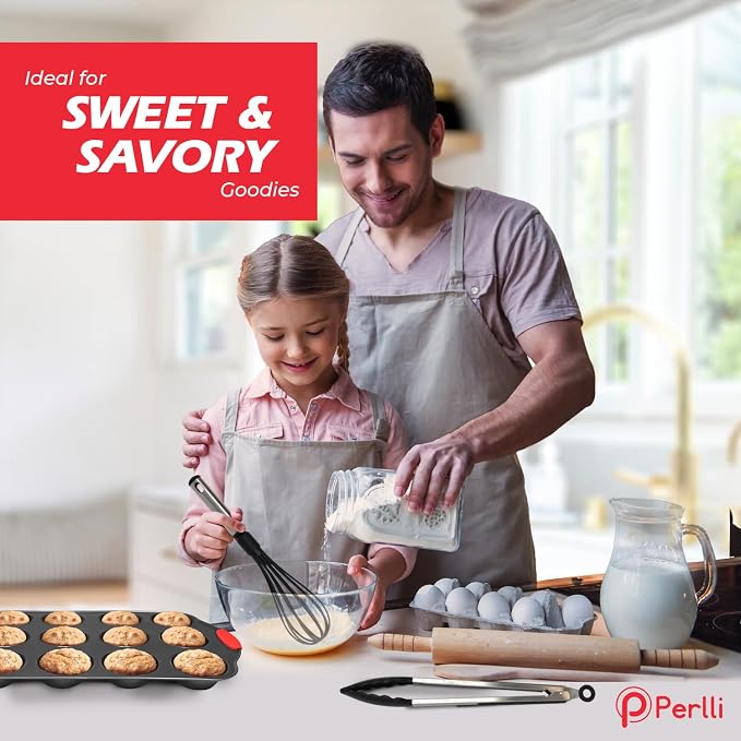 Non-Stick 17-Piece Baking Pan Set, BPA-Free Carbon Steel Bakeware Set with Silicone Handles, Stackable Kitchen Oven Set, Cookie Sheet, Baking Tray, Baking Sheet Set, Utensils, Oven Safe (446°F) - Image 6