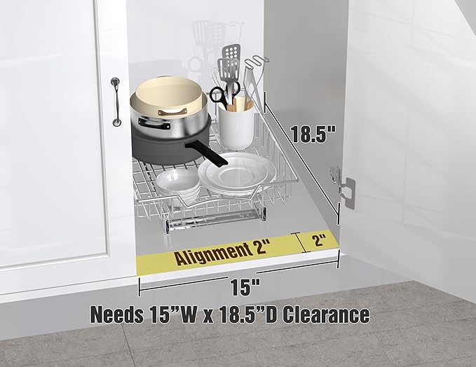 Simple Houseware Under Cabinet Pull Out Sliding Shelf Drawer, 17Dx13W | for Kitchen Organizer - Image 3