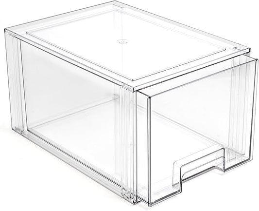 BINO | Stackable Storage Drawers, Tall Large - Clear | THE CRATE COLLECTION | Storage Bins With Drawers | Bathroom Organizers | Under Sink Organizer | Vanity Cabinet Home Organization by BINO