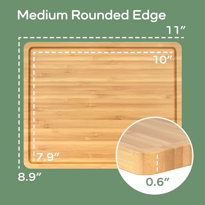 BambooMN Organic Bamboo Serving Tray, Vanity, Tea Serving, Appetizers, Snacks, Charcuterie Board, Rounded Edges, 11"x8.9"x0.6" - 1 Tray - Image 4
