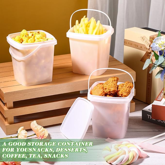 24 Pack 2 Qt/67 oz Thicken Plastic Buckets with Lids & Handles, Ice Cream Container, Food Grade, Freezer Safe, Sealable Square Reusable Storage Bucket, All Purpose Pails for Soup Fruit Deli - Image 6