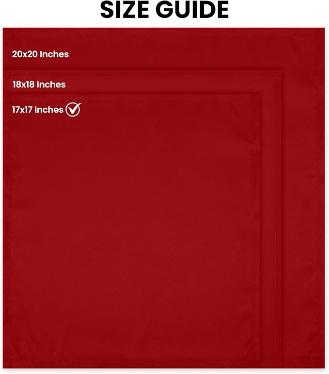Utopia Home [24 Pack, Red] Cloth Napkins 17x17 Inches, 100% Polyester | Hemmed Edges, Washable and Reusable Ideal for Parties, Weddings and Dinners - Image 3